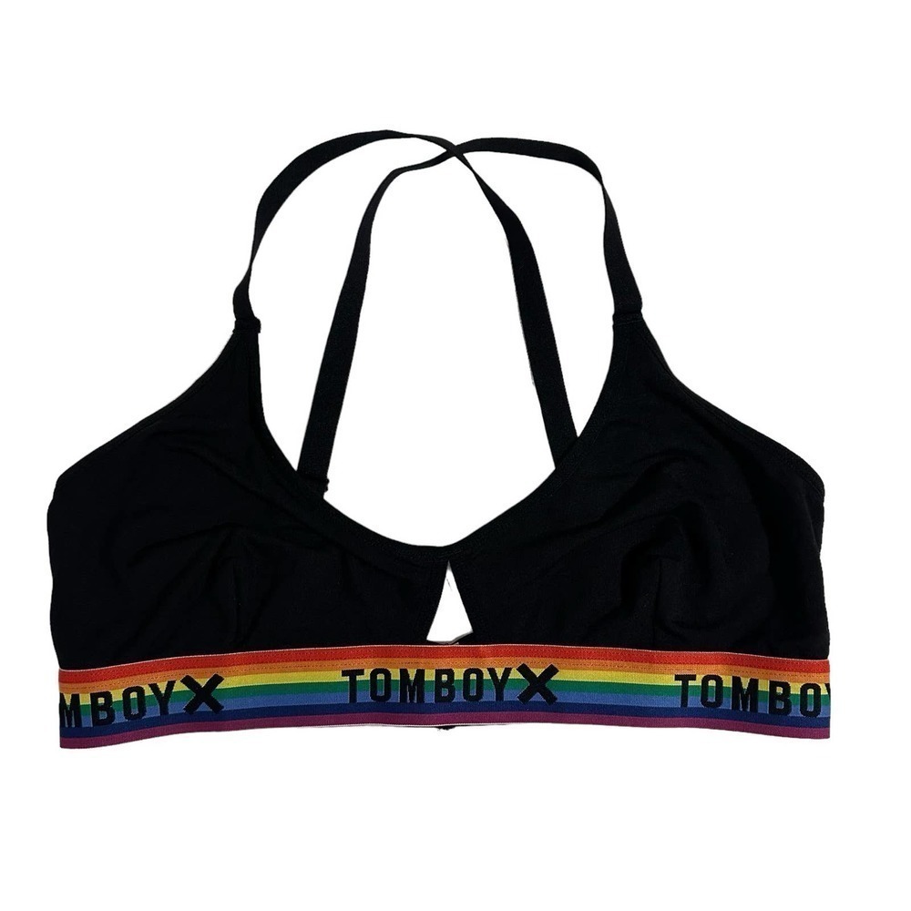 NWOT Tomboy Lounge Bralette LC Modal Black Rainbow XL